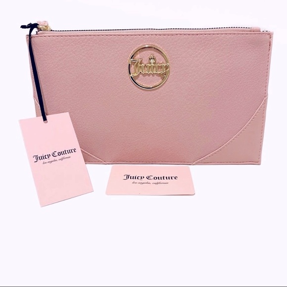 Juicy Couture Taffy Crowns Fit Pink Gold Logo Wristlet Wallet NWT - Picture 1 of 8
